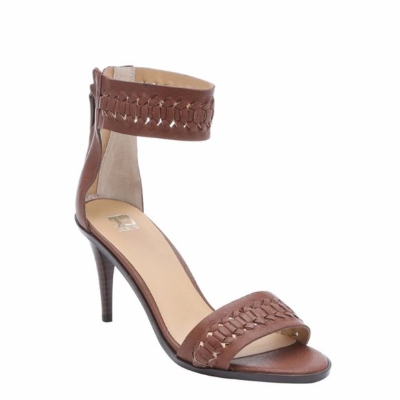 Joes Jeans PERFECT camel brown braided ankle strap heels open toe size 9 - Picture 1 of 8